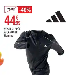 Intersport Adidas veste zippée à capuche homme offre