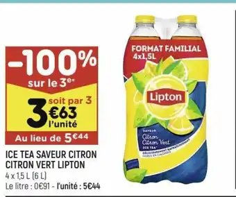 Ice Tea Saveur Citron Citron Vert Lipton