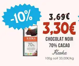 Naturalia Kaoka chocolat noir 70% cacao offre