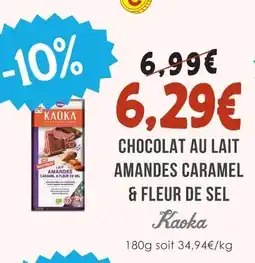 Naturalia Kaoka chocolat au lait amandes caramel & fleur de sel offre