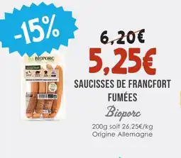 Naturalia Bioporc saucisses de francfort fumées offre