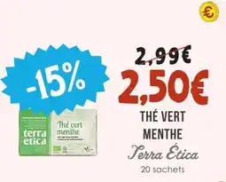 Naturalia Terra etica thé vert menthe offre