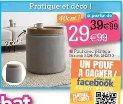 Kandy Pouf avec plateau offre