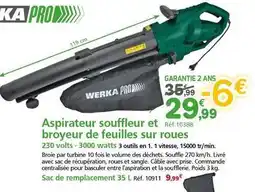 Provence Outillage Werka - aspirateur souffleur et broyeur de feuilles sur roues offre
