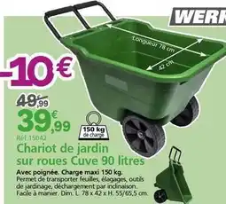 Provence Outillage Facile - chariot de jardin sur roues cuve 90 litres offre