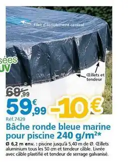 Provence Outillage Central - bâche ronde bleue marine pour piscine 240 g/m2 offre