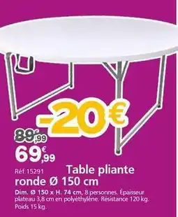 Provence Outillage Dim - table pliante ronde offre