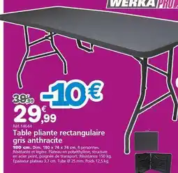Provence Outillage Dim - table pliante rectangulaire gris anthracite offre