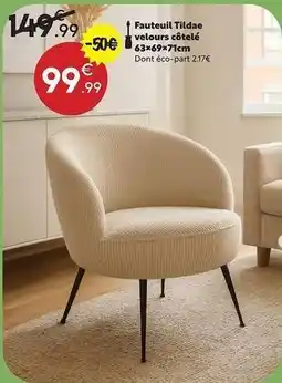 Maxi Bazar Fauteuil tildae velours cotelé offre
