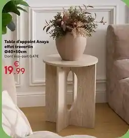 Maxi Bazar Table d'appoint anya effet travertin offre
