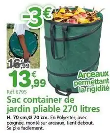 Provence Outillage Sac container de jardin pliable 270 litres offre