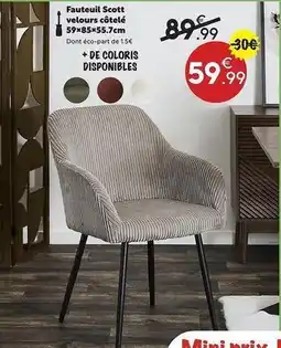 Maxi Bazar Scott - fauteuil velours côtelé offre