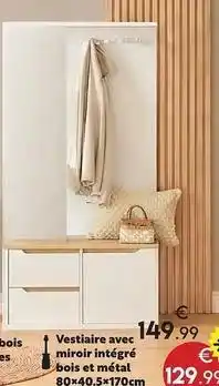 Maxi Bazar Vestiaire avec miroir intégré bois et métal offre