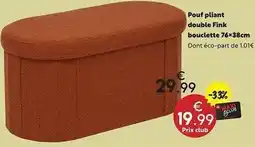 Maxi Bazar Pouf pliant double fink boulette 76x38cm offre