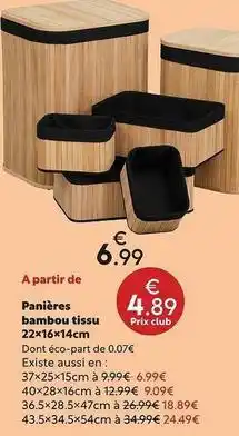 Maxi Bazar Panières bambou tissu offre
