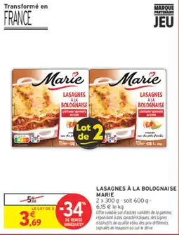 Intermarché Contact Marie Lasagnes à la Bolognaise offre