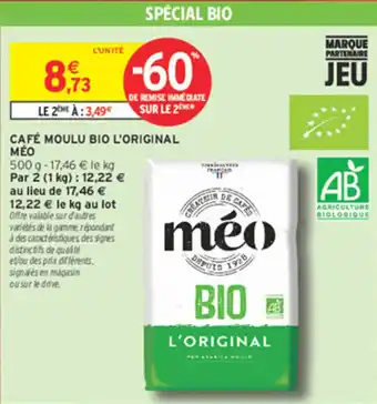 MÉO CAFÉ MOULU BIO L'ORIGINAL
