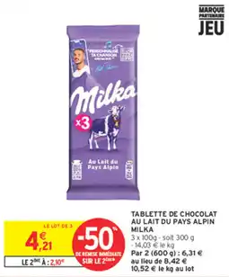 Intermarché Contact Milka TABLETTE DE CHOCOLAT AU LAIT DU PAYS ALPIN offre