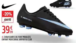 Intersport Nike Chaussures de foot moulées enfant Mercurial Vapor 16 Club offre