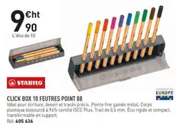 Hyperburo STABILO CLICK BOX 10 FEUTRES POINT 88 offre