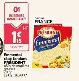 Promocash PRÉSIDENT Emmental râpé fondant offre