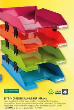 Hyperburo Exacompta set de 4 corbeilles à courrier iderama offre