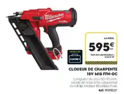 Tout faire matériaux Milwaukee Cloueur de charpente 18V M18 FFN-OC offre