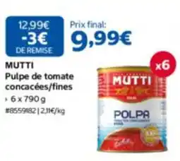Costco MUTTI Pulpe de tomate offre