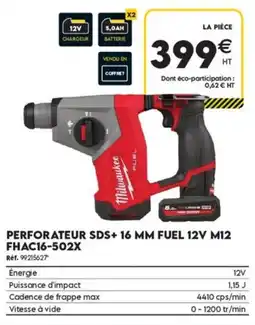 Tout faire matériaux Milwaukee perforateur sds+ 16 mm fuel 12v m12 offre
