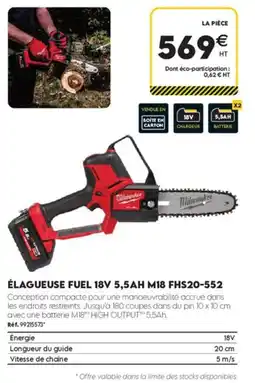 Tout faire matériaux Milwaukee élagueuse fuel 18v 5,5ah m18 fhs20-552 offre