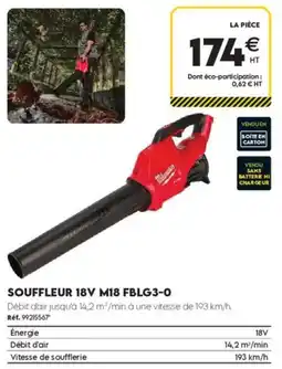 Tout faire matériaux Milwaukee souffleur 18v m18 fblg3-0 offre