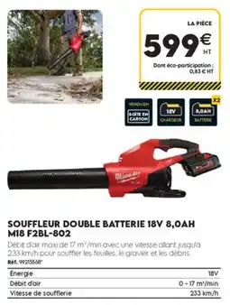 Tout faire matériaux Milwaukee souffleur double batterie 18v 8,0ah m18 f2bl-802 offre