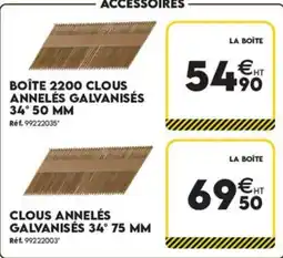 Tout faire matériaux BOÎTE 2200 CLOUS ANNELÉS GALVANISÉS 34° 50 MM offre