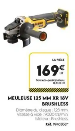 Tout faire matériaux DEWALT MEULEUSE 125 MM XR 18V BRUSHLESS offre