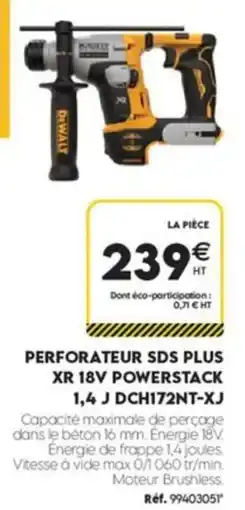 Tout faire matériaux Dewalt perforateur sds plus xr 18v powerstack 1,4 j dch172nt-xj offre