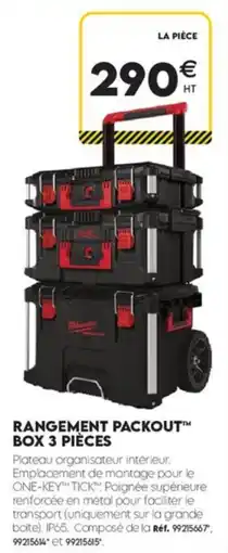 Tout faire matériaux Milwaukee RANGEMENT PACKOUT™ BOX 3 PIÈCES offre