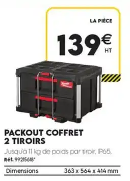 Tout faire matériaux MILWAUKEE PACKOUT COFFRET 2 TIROIRS offre