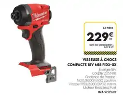 Tout faire matériaux Milwaukee Visseuse à chocs compacte 18V M18 FID3-OX offre