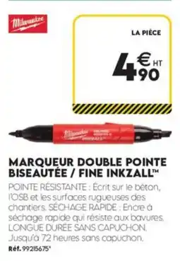 Tout faire matériaux Milwaukee MARQUEUR DOUBLE POINTE BISEAUTÉE / FINE INKZALL™ offre