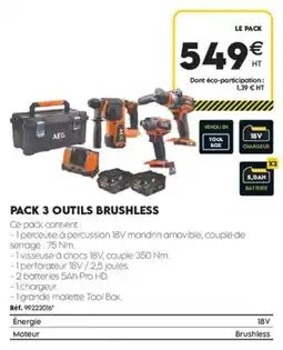 Tout faire matériaux Aeg pack 3 outils brushless offre