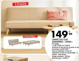 La Foir'Fouille DOHAN CANAPÉ CLIC CLAC CONVERTIBLE offre