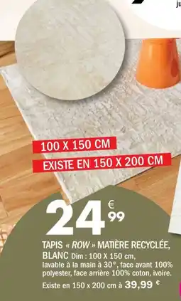 La Foir'Fouille Tapis « row » matière recyclée, blanc offre