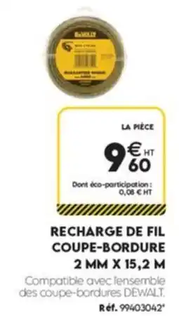 Tout faire matériaux Dewalt recharge de fil coupe-bordure offre