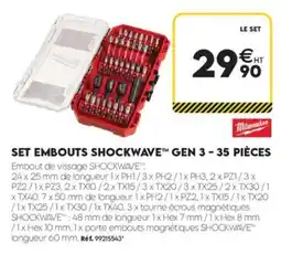 Tout faire matériaux Milwaukee SET EMBOUTS SHOCKWAVE™ GEN 3 offre