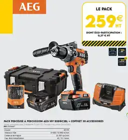 Tout faire matériaux Aeg perceuse à percussion 18vbsb18c2bl + coffret 30 accessoires offre