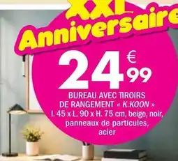 La Foir'Fouille Bureau avec tiroirs de rangement offre