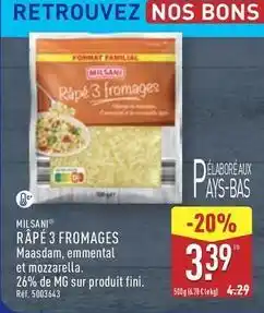ALDI Milsani - râpé 3 fromages offre