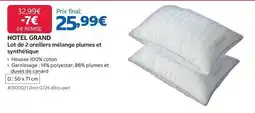 Costco Canard - lot de 2 oreillers mélange plumes et synthétique offre