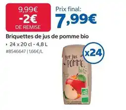 Costco Briquettes de jus de pomme bio offre