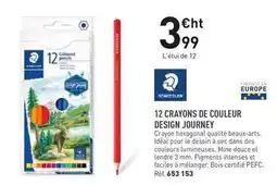 Hyperburo Staedtler - 12 crayons de couleur design journey offre